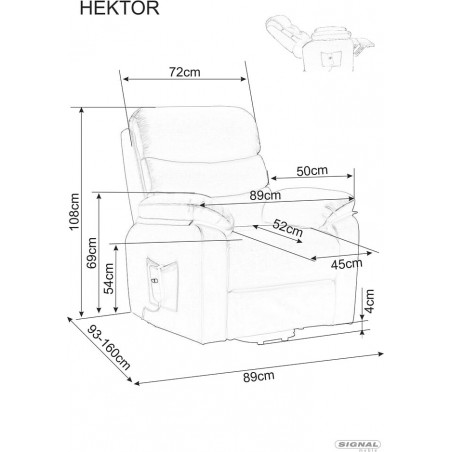 Fotel rozkładany z funkcją masażu Hektor czarny Signal