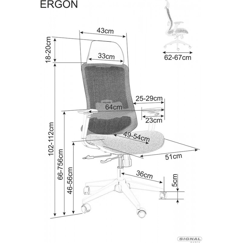 Fotel biurowy z regulacją Ergon szary Signal