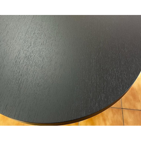 Stół okrągły rozkładany Domingo 100cm okleina naturalna czarna / czarny mat Signal