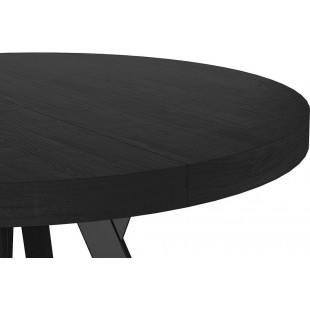 Stół okrągły rozkładany Domingo 100cm okleina naturalna czarna / czarny mat Signal