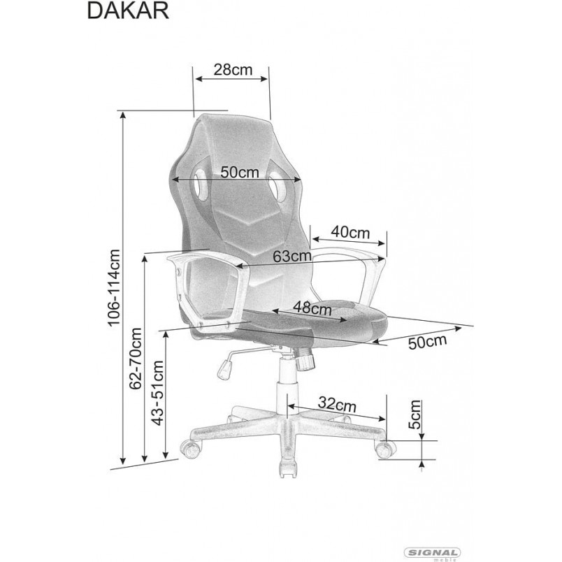 Fotel biurowy dla gracza Dakar czarny / czerwony Signal