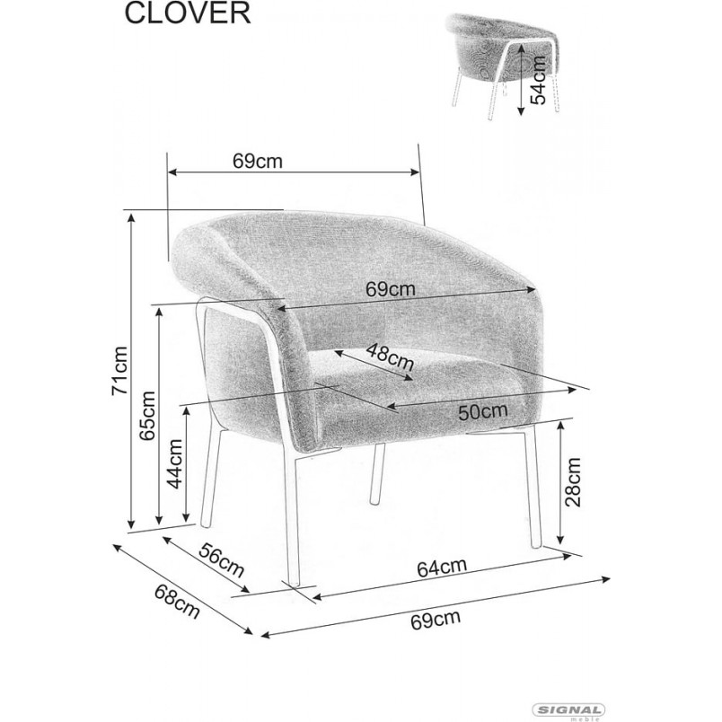 Fotel tapicerowany Clover tkanina brego curry  Signal