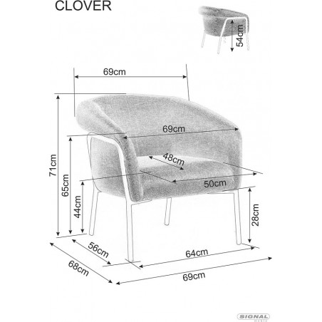 Fotel tapicerowany Clover tkanina brego curry  Signal