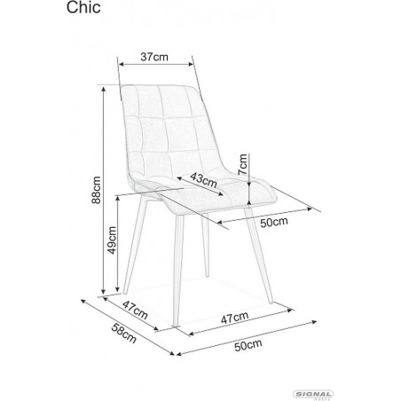 Krzesło tapicerowane pikowane Chic Brego 68 curry / czarny Signal