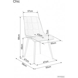 Krzesło tapicerowane pikowane Chic Brego 18 ciemny szary / czarny Signal