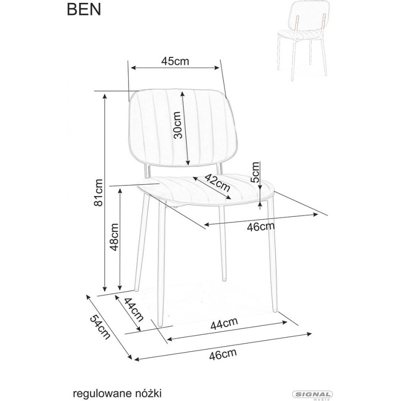 Krzesło z ekoskóry Ben szare Signal