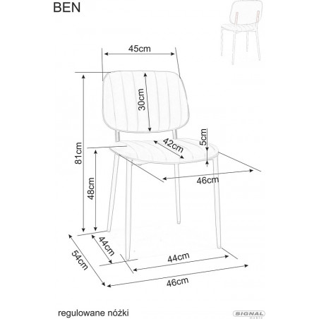Krzesło z ekoskóry Ben szare Signal