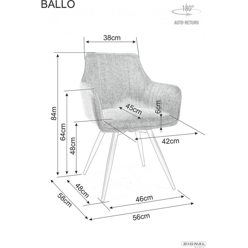 Krzesło fotelowe obrotowe Ballo Brego 48 ciemny szary / czarny Signal