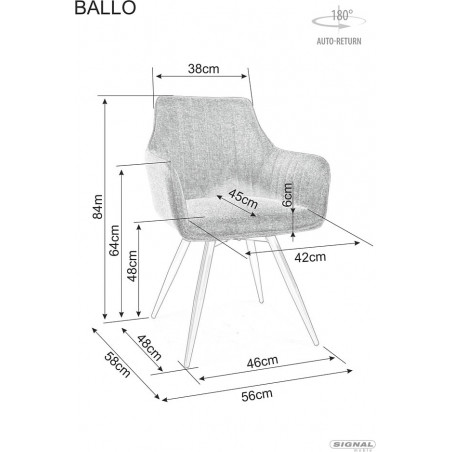 Krzesło fotelowe obrotowe Ballo Brego 48 ciemny szary / czarny Signal
