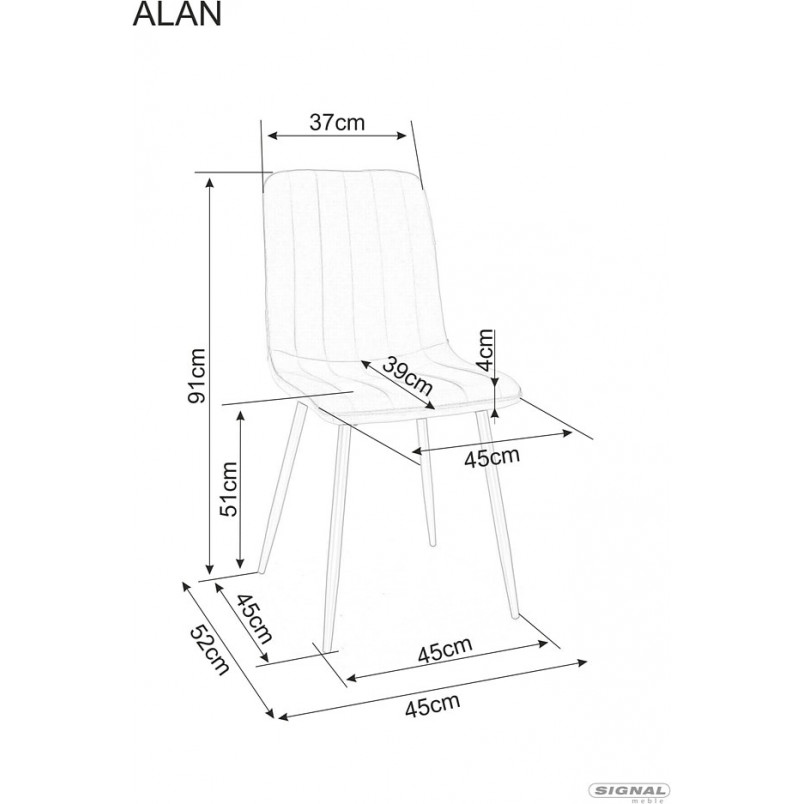 Krzesło tapicerowane Alan Brego 07 szary / czarny Signal
