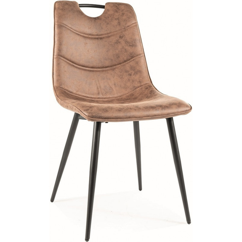Krzesło tapicerowane z uchwytem Aloe brązowe Signal