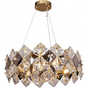 Lampa wisząca szklana glamour Tiara 50cm złoty / przeźroczysty dymiony Zumaline