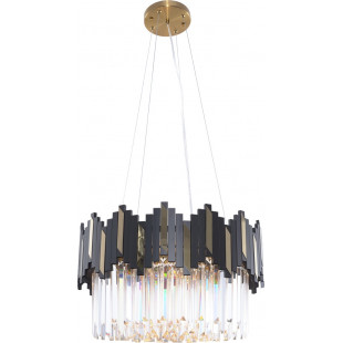 Lampa wisząca szklana modern glamour Rotta 50cm przeźroczysty / czarny / złoty Zumaline