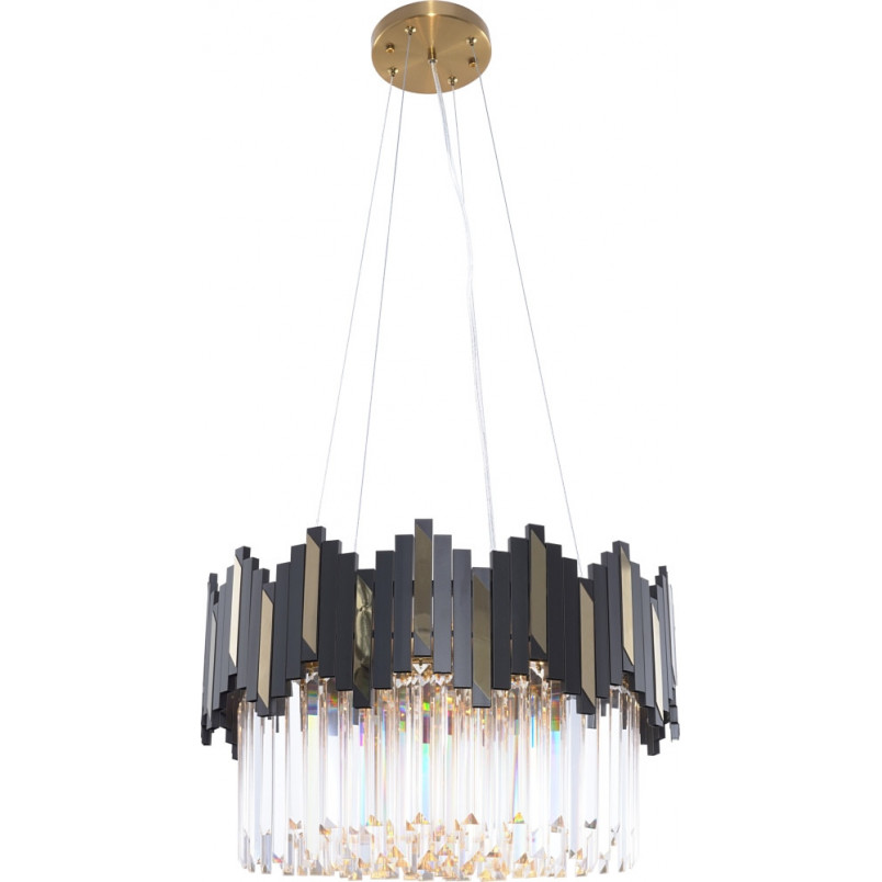 Lampa wisząca szklana modern glamour Rotta 50cm przeźroczysty / czarny / złoty Zumaline