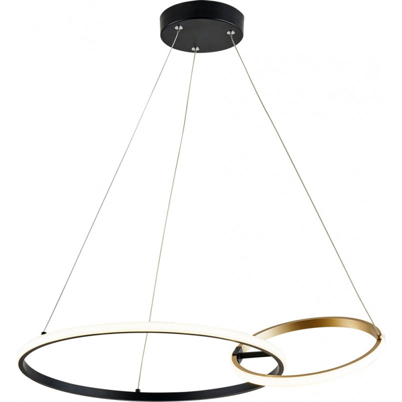 Lampa wisząca 2 okręgi Rando LED 64x26cm czarno-złota Zumaline