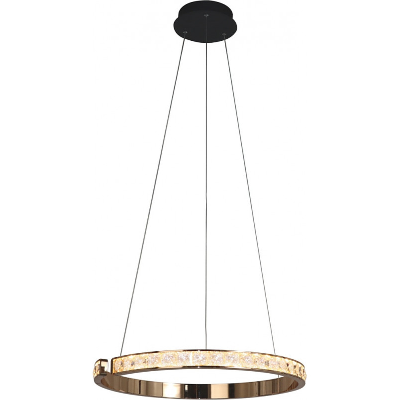 Lampa wisząca okrągła z kryształkami Muriel LED 60cm czarny / francuskie złoto Zumaline