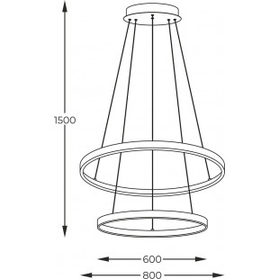 Lampa wisząca okrągła podwójna Breno LED 80cm czarna Zumaline