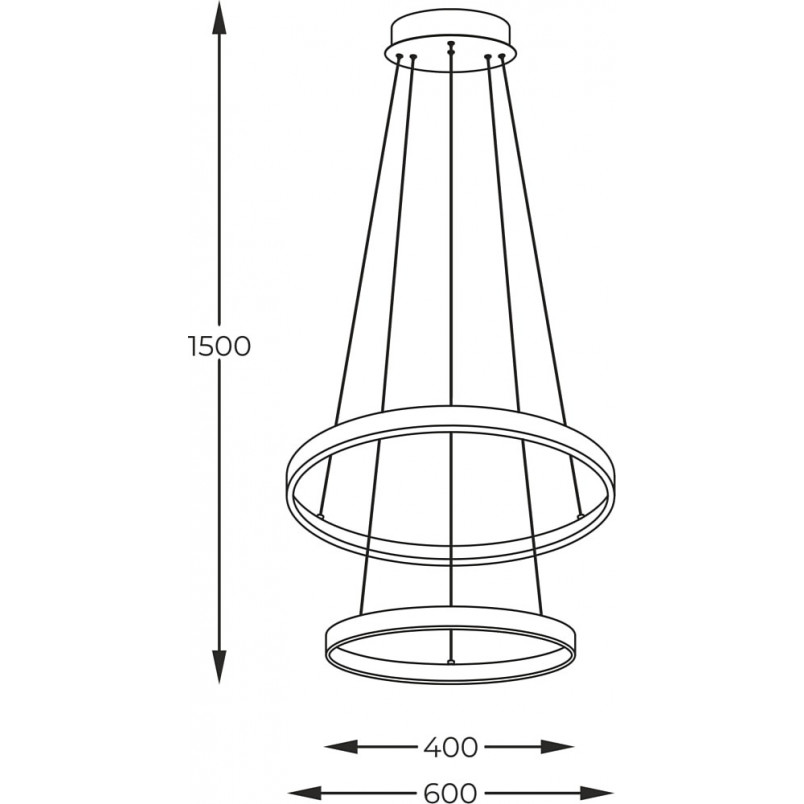 Lampa wisząca okrągła podwójna Breno LED 60cm czarna Zumaline