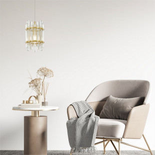 Lampa wisząca szklana hampton Alexandria 19cm transparentny / złoty Zumaline