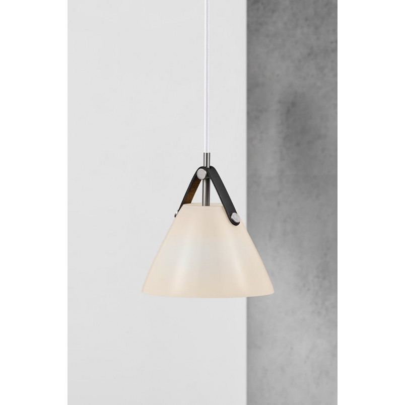 Lampa wisząca szklana skandynawska Strap 16cm biała DFTP