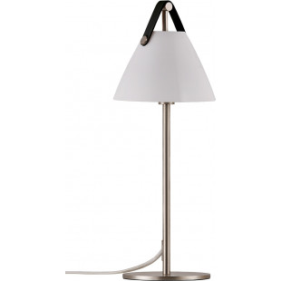 Lampa skandynawska stołowa Strap biały / stal szczotkowana DFTP