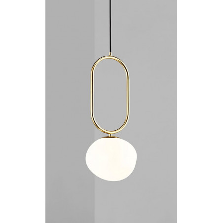 Lampa wisząca szklana glamour Shapes 22cm mosiężny / opal DFTP