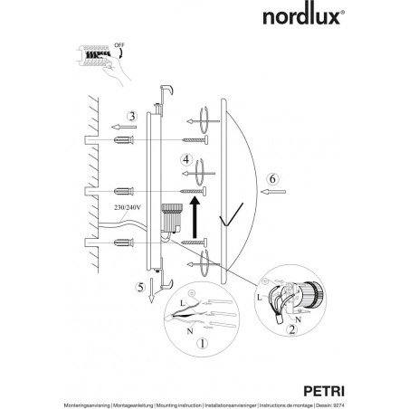 Plafon szklany klasyczny Petri 30cm biały Nordlux