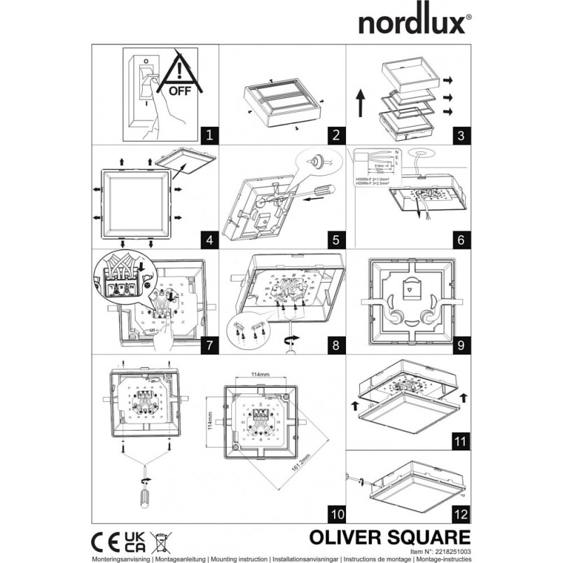 Kinkiet zewnętrzny Oliver Square 17,5cm czarny Nordlux
