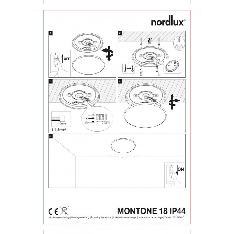 Plafon łazienkowy Montone LED 2700K 18cm biały Nordlux