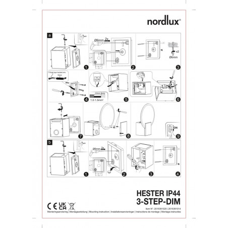 Kinkiet szklany łazienkowy Hester LED biały / marmur Nordlux