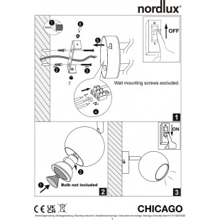 Kinkiet reflektorek Chicago stal szczotkowana Nordlux