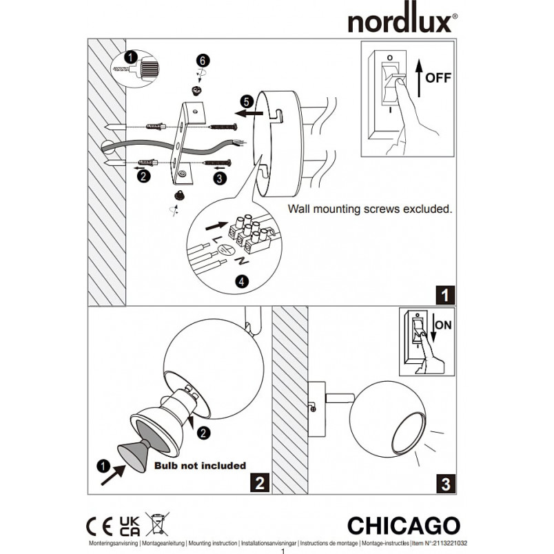Kinkiet reflektorek Chicago stal szczotkowana Nordlux