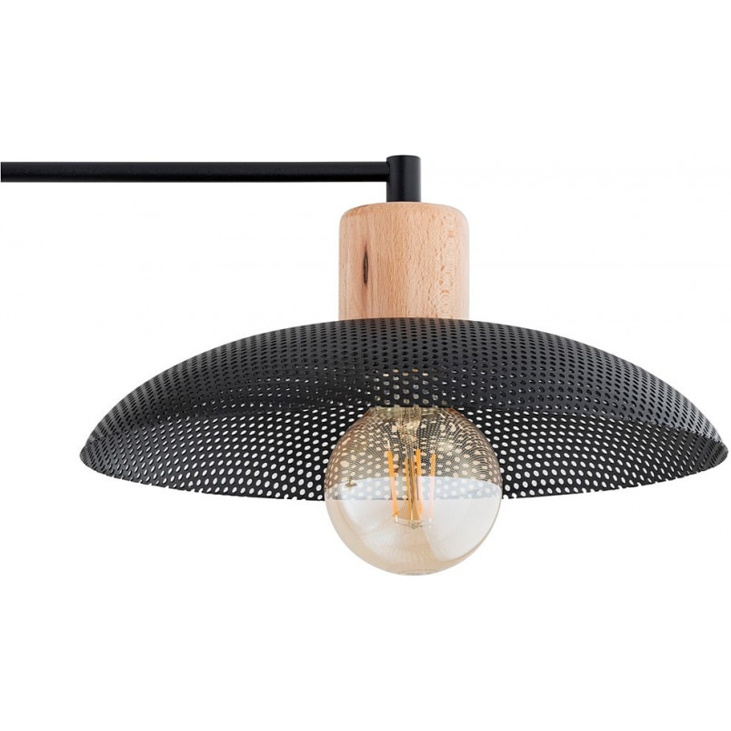 Lampa sufitowa ażurowa z drewnem Kobe II 100cm czarna Emibig