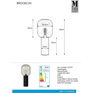 Lampa stołowa szklana Brooklyn 56 Przydymiony/Czarny marki Markslojd