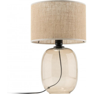 Lampa stołowa szklana podstawa z abażurem Melody 30cm bursztynowy / juta TK Lighting