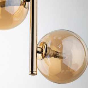 Lampa wisząca 3 szklane kule Estera III 23cm bursztyn / złoty TK Lighting