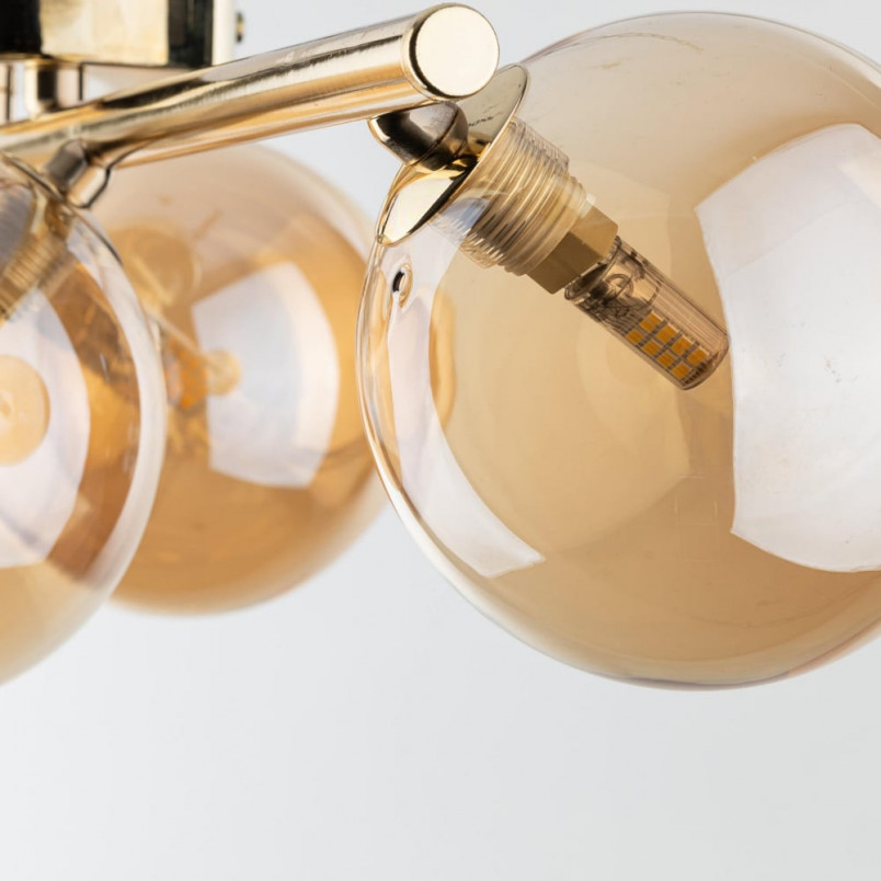Lampa sufitowa glamour 4 szklane kule Estera 63cm bursztyn / złoty TK Lighting