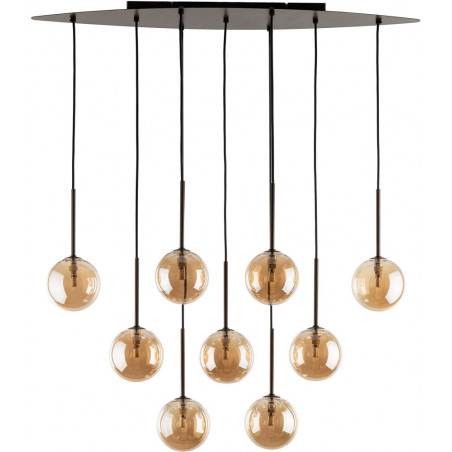 Lampa wisząca 9 szklanych kul na listwie Estera Brown 90cm bursztynowy / brąz TK Lighting