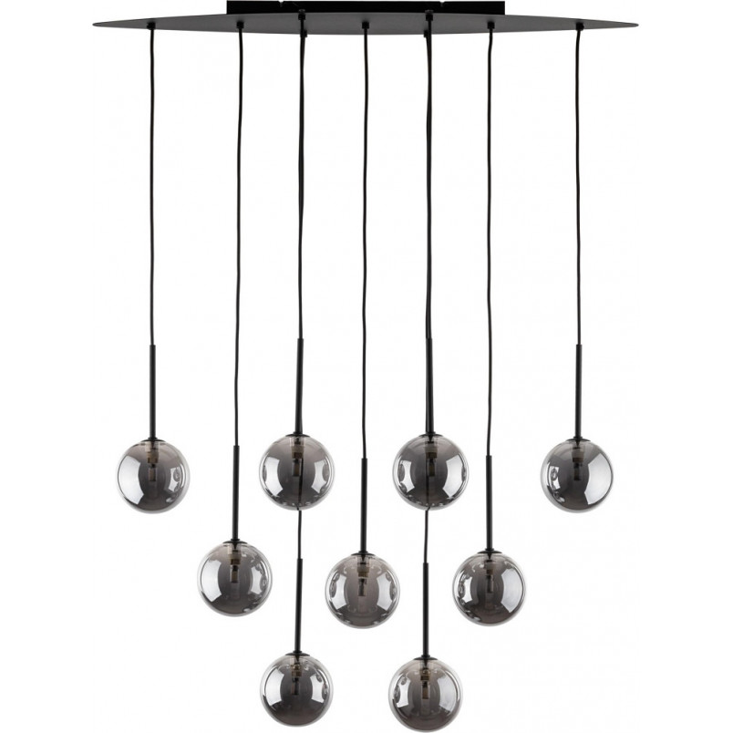 Lampa wisząca 9 szklanych kul na listwie Estera 116cm grafit / czarny TK Lighting
