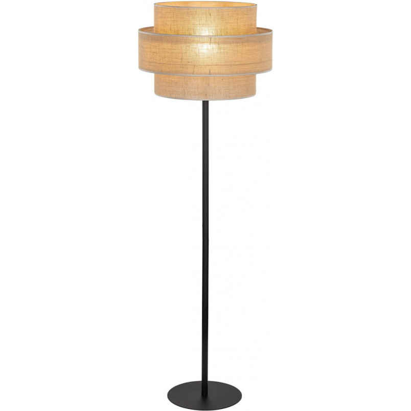 Lampa podłogowa boho z abażurem Calisto 159cm juta / czarny TK Lighting
