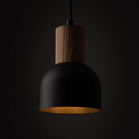 Lampa wisząca metalowa z drewnem Cairo 11,5cm czarna TK Lighting