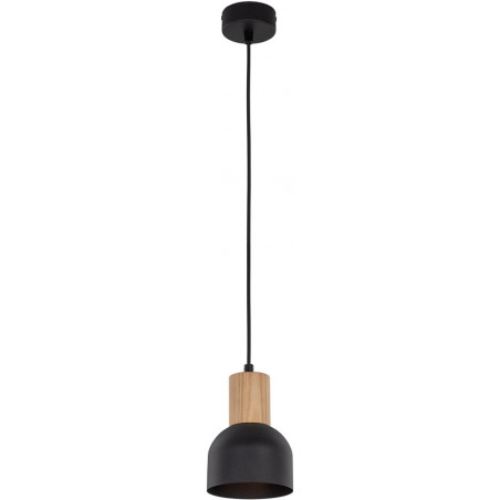 Lampa wisząca metalowa z drewnem Cairo 11,5cm czarna TK Lighting