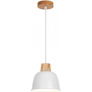 Lampa wisząca skandynawska z drewnem Orlo 19cm biała Zumaline