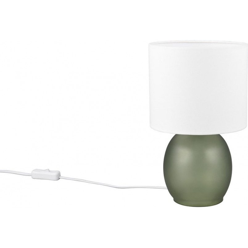 Lampa szklana na komodę z abażurem Vela biały / zielony Trio