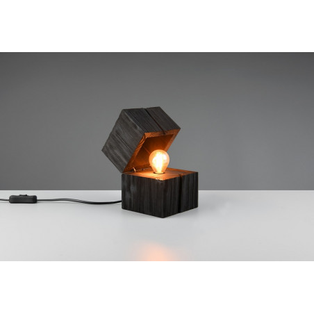 Lampa drewniana na stolik nocny Treasure czarna Trio