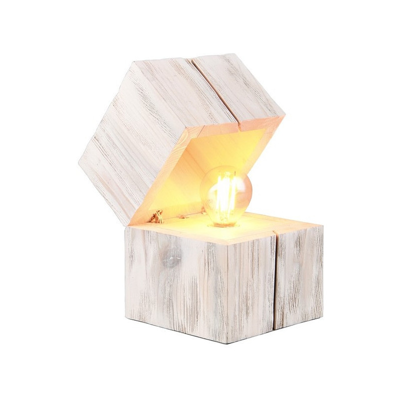 Lampa drewniana na stolik nocny Treasure biała Trio