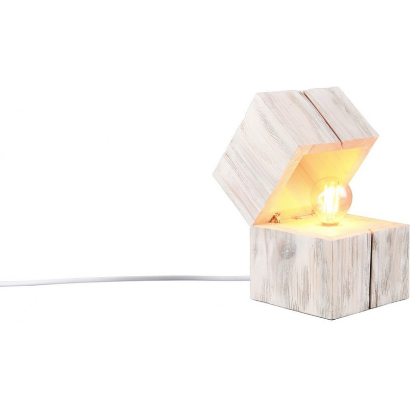 Lampa drewniana na stolik nocny Treasure biała Trio