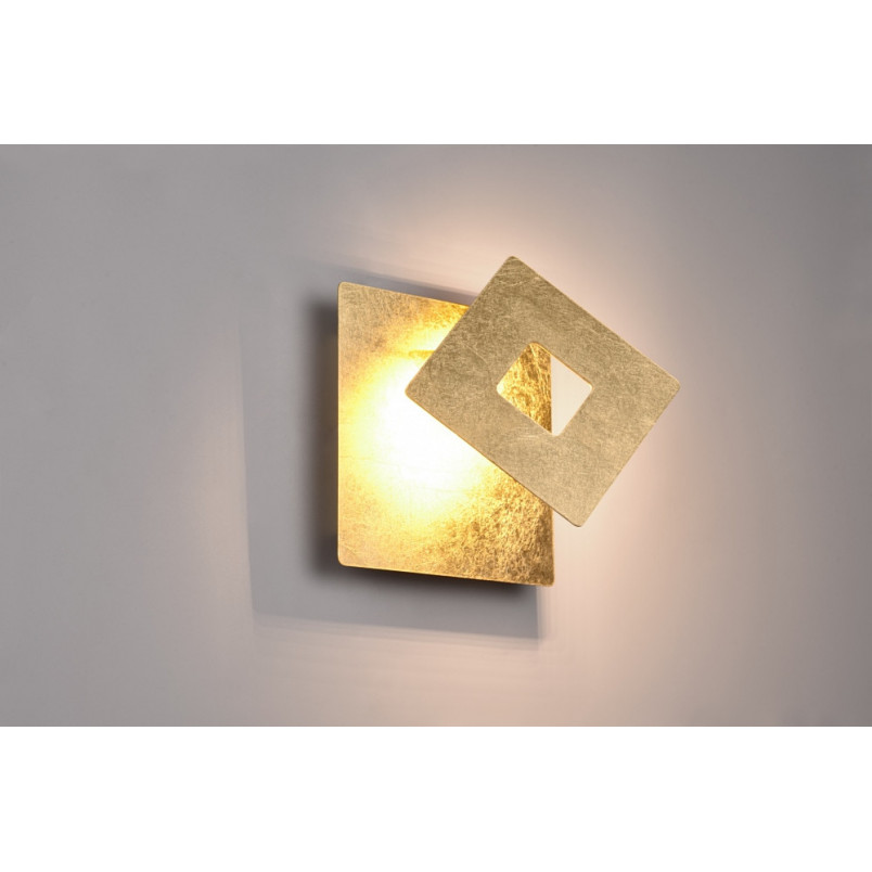 Kinkiet dekoracyjny kwadratowy Leano LED pozłacany Trio