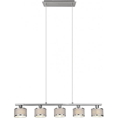 Lampa wisząca podłużna 5 punktowa Kaprun 92cm szary / chrom Trio