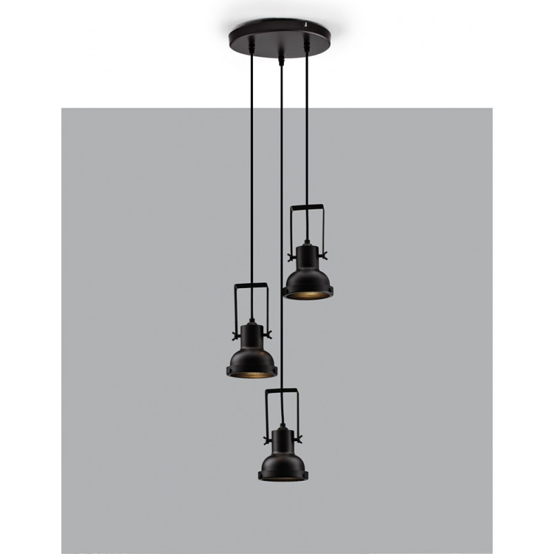 Lampa wisząca industrialna 3 punktowa Sidero 24cm czarny mat